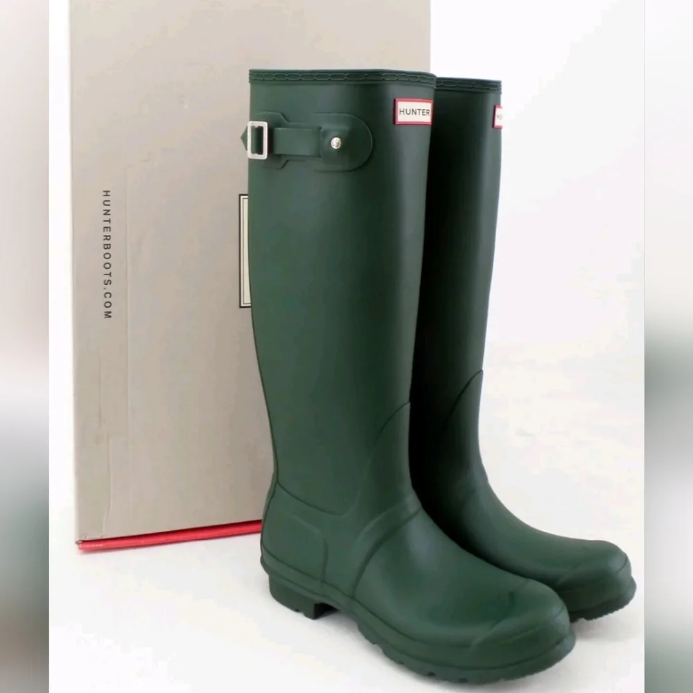 Hunter Women's Matte Green Original Tall Rain Boots - Picture 1 of 4